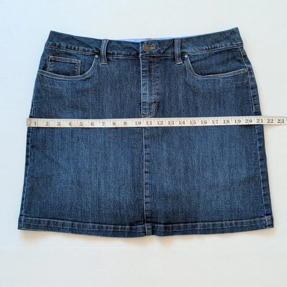 Croft & Barrow Effortless Stretch Denim Jean Skort 14 Blue Built-in Shorts - Picture 11 of 14